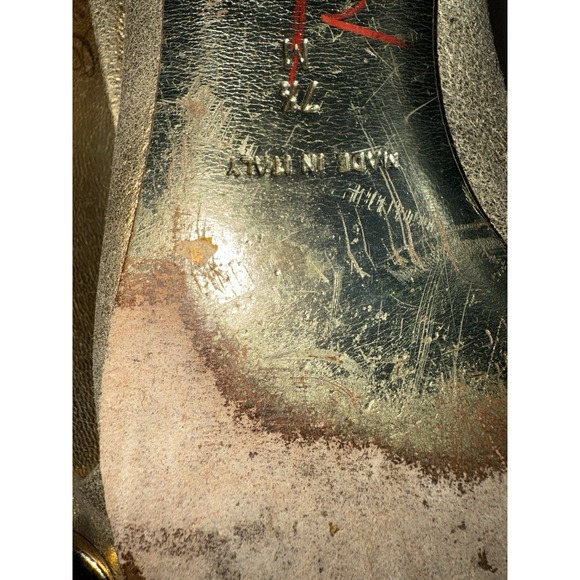 Juicy Couture Gold Leather Ballet Flats Chain Accent Made in Italy Women's 7.5 - Picture 7 of 7